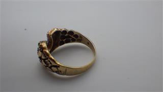 10K GOLD NUGGET DIAMOND HORSEHOE RING 4397G SIZE 10.5